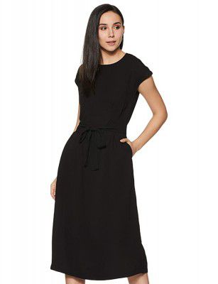 Symbol Womens Crepe Wrap Midi Dress