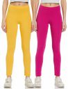 Symbol Women's Straight Mid Rise Ankle Length Cotton Stretch Skinny Fit Leggings (Pack of 2)...