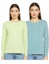 Symbol Women's Solid Cotton Stretch Full Sleeve Round Neck Regular Fit T-Shirt (Pack of 2)...
