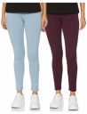 Symbol Women's Straight Mid Rise Ankle Length Cotton Stretch Skinny Fit Leggings (Pack of 2)...