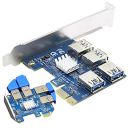 SYONCON PCIe Multiplier, PCIe Splitter 1 to 4 PCI-Express 16X Slots Riser Card, PCI-E 1X to External 4 USB 3.0 Adapter for BTC Miner Machine GPU Mining...