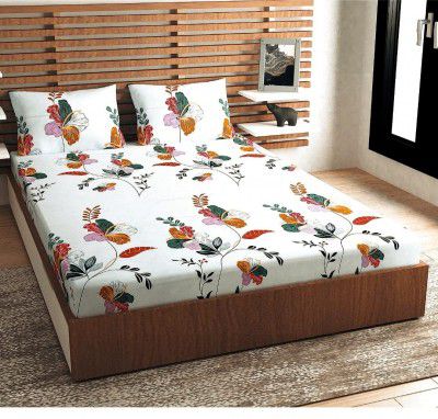 Syriddyaas With Device Prime Collection 1 Double Bedsheet with 2 Free Pillow Covers | 183 TC Soft-Touch Skin Friendly Cotton-Blend 220X228 Cm Double Bedsheet for Double Bed