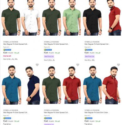 SYSBELLA FASHION Casual Shirts Pack Of 2 @₹349