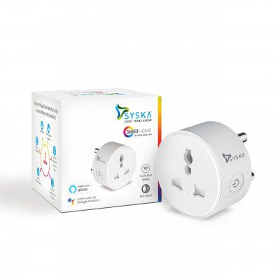 SYSKA 10A Wi-Fi Smart Plug for Low Power Appliance like Mobile & Laptop Chargers, TV , Kettle (Works with Alexa & Google Assistant-White)
