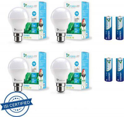 Syska 9 W Standard B22 LED Bulb  (White, Pack of 4)