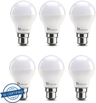 Syska 9 W Standard B22 LED Bulb  (White, Pack of 6)