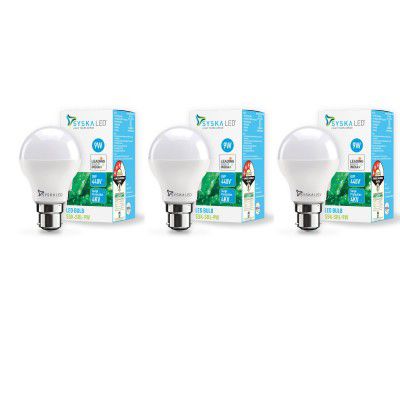 SYSKA 9W B22 LED Cool Day Light Bulb, Pack of 3 (Cool White)