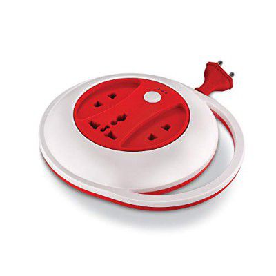 SYSKA SSK-PW-0302-WR Power Wheel with Surge Protection, Strong ABS Material Body, 4 Meter Long (White-Red)