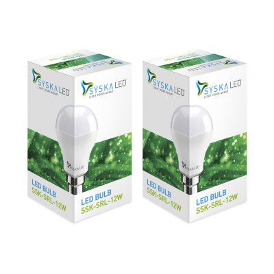Syska Ssk-Srl-12W Base B22 12-Watt Led Bulb (Pack Of 2)