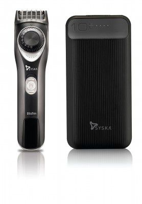 SYSKA TP7526 Combos - HT750 90mins Run Time Beard Trimmer (Black Silver) and 10000 mAh Power Bank (10 W, Fast Charging)