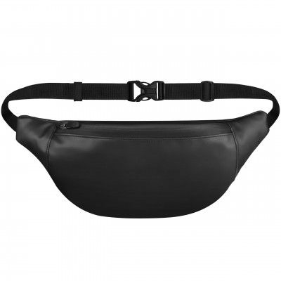 Syutm Unisex Premium Leather Waist Pack Travel Handy Hiking Zip Pouch Elegant Style Document Money Phone Belt Sport Bag for Men and Women Adjustable Strap (Charcole Black)