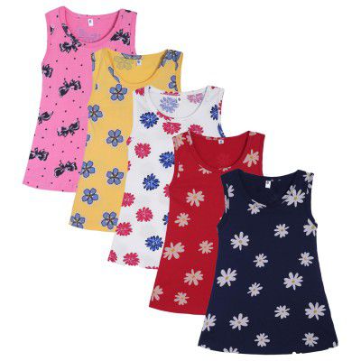 T2F Baby Girls' Printed Nightgown | 100% Cotton |Soft Fabric| Knee-Length | 3-24 Months