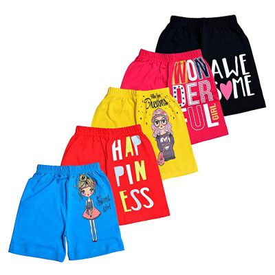 T2F Girls Regular Cotton Shorts (GLS-SHRTS-01_Multicolor_2-3 Years)