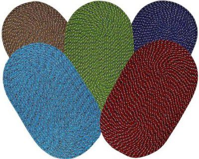 TABCARE Cotton Door Mat  (Multicolor, Medium, Pack of 5)