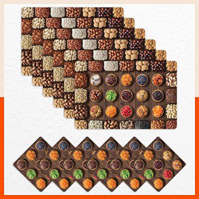 Table Mats by Bathla - Set of 6-45cm x 30cm Table Placemats & Coasters for Home Dining Table | Multipurpose, Heat-Resistant, Waterproof & Washable | Matworks (Aride, Polyvinyl Chloride)
