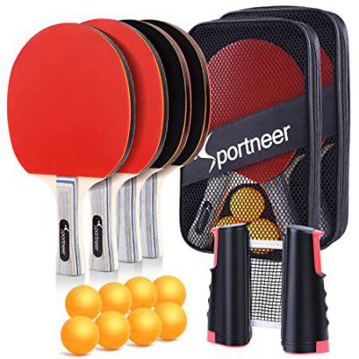 Table Tennis Set Sportneer Red and Black Double-Sided Table Tennis Set