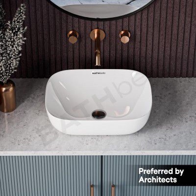 Table Top Ceramic Wash Basin For Bathroom | Rectangular Counter Top Bathroom Sink (18 x 13 x 5 Inch)