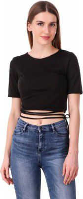 TADMOS  Casual Regular Sleeves Solid Women Black Top