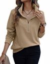 TAGAS Women Women's Solid Half Zip Sweatshirt...