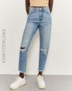 TALLY WEIJL Lightly Washed Knee-Slit Straight Fit Jeans...