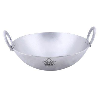 Taluka Aluminium Kadhai Wok with Handle 2 L 10.12 X 3.12 Inch Steel Silver