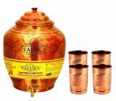 Taluka Copper Apple Design Water Pot Dispenser Matka with Glass, Brown, Set of 5...
