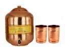 Taluka Copper Pitcher with Glass, Brown, Pack of 3...