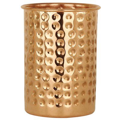 Taluka Handmade Copper Hammer Glass Cup/Tumbler, 350 Ml