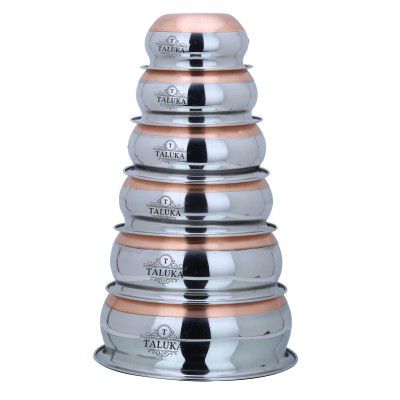 Taluka Stainless Steel Copper Bottom Solid Handi Pot Set (Multicolour) - 6 piece