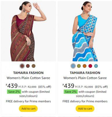 TAMAIRA FASHION Women's Saree up to 85% off