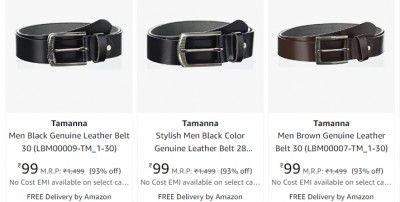 Tamanna Men Leather Belt @ ₹99 | Flat 90% Off