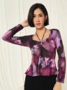 TANDUL Casual Regular Sleeves Tie & Dye Women's Purple Top...