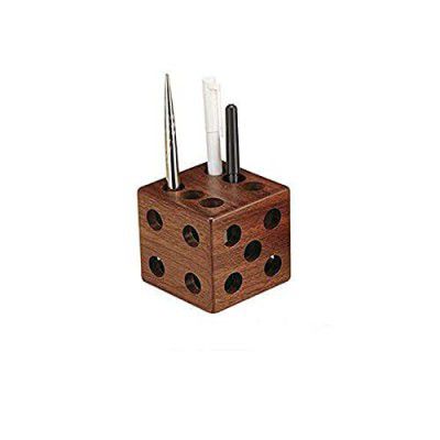 TANWAR HANDICRAFT Sheesham Wood Paper Weight | Cube Dice Pen Pencil Holder