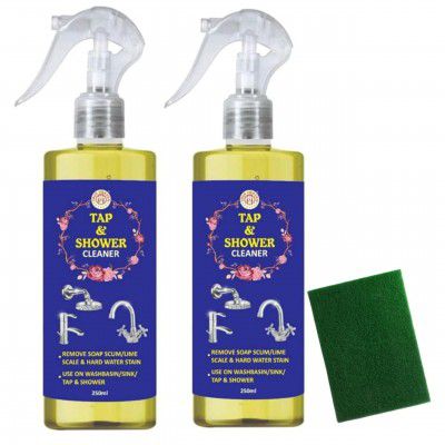Tap and Shower Cleaner, 250ml, 2-Pack with Scrubber