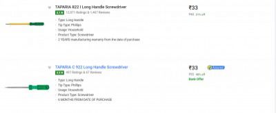Taparia Screwdrivers starting at ₹33