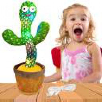 TAPUJI Dancing Cactus Repeats What You Say,Electronic Plush Toy with Lighting,Singing Cactus Recording and Repeat Your Words for Education Toys  (Green)