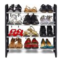 Taramoney Plastic Foldable Shoe Rack with 4 Shelves and Plastic Rod (Black)...