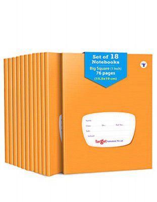 TARGET PUBLICATIONS Big Square Ruled Notebooks | Square 9 mm | 76 Pages | Hard Brown Cover | 15.5 cm x 19 cm Approx | Maths Exercise Small Grid Notebooks | Pack of 18 Books | GSM 57
