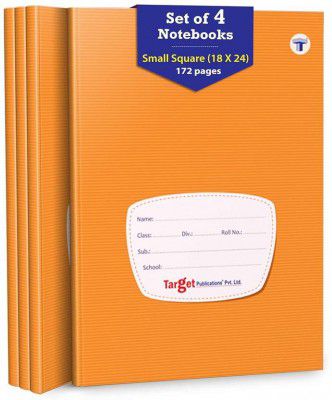 Target Publications Small Square Maths Notebooks for Kids | Soft Cover | Pack of 4 Regular Notebook Ruled 172 Pages  (Brown, Pack of 4)