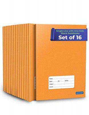 TARGET PUBLICATIONS Soft Brown Cover Small One Side Ruled & One Side Blank/Unruled Notebooks | 172 Pages A5 Size|18 cm x 24 cm Approx | Pack of 16 Books|GSM 57