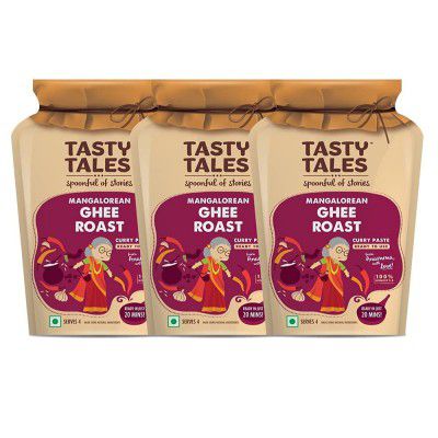 Tasty Tales Ready to Cook Mangalore Ghee Roast Masala 100% Veg - Pack of 3 x 140g