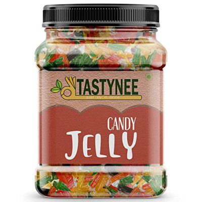 Tastynee Jelly Bites, Sugar Coated Jelly Candy Cube, Mix Fruit Flavoured, Kids Favourite Jelly Beans (500)