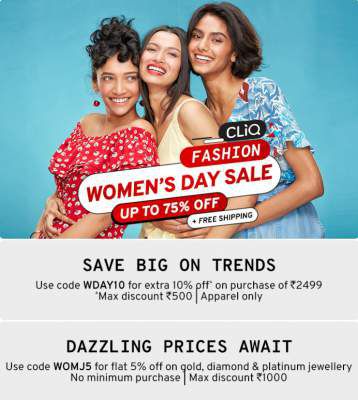 Tata Cliq Women's Day Sale: Up to 75% Off + 10% Extra Off on Women's fashion