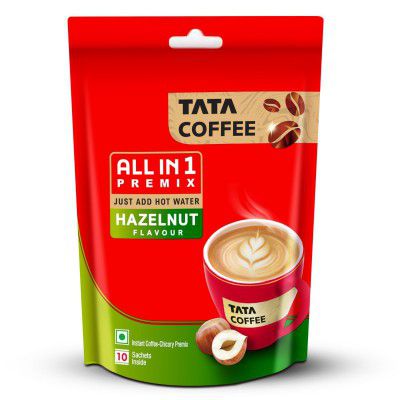 Tata Coffee All in 1 Premix, Hazelnut Flavour, 160g (10 Sachets x 16g)