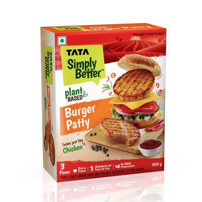 Tata Simply Better Plant-Based Burger Patty, Tastes Just Like Chicken - 3 Pieces, 300 g