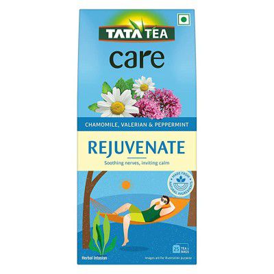 Tata Tea Care Rejuvenate| Goodness of Chamomile, Valerian & Peppermint | Herbal Infusion Green Tea | 25 Tea Bags