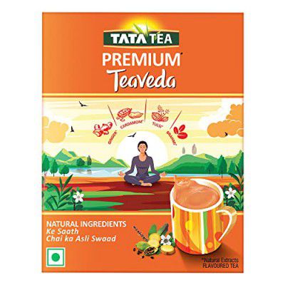 Tata Tea Premium Teaveda | Premium Assam Tea Leaves | With Goodness of Time-tested Indian Ingredients -Tulsi, Elaichi, Ginger & Brahmi | Flavoured Tea | 250g