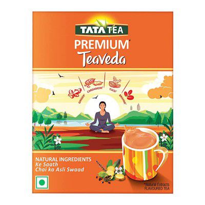 Tata Tea Premium Teaveda | Premium Assam Tea Leaves | Tulsi, Elaichi, Ginger & Brahmi | 500g