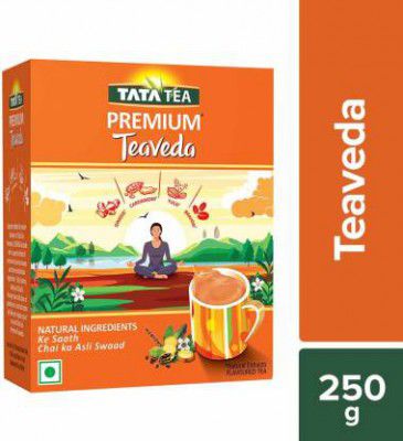 Tata Tea Premium Teaveda Tulsi, Cardamom, Ginger Black Tea Box (250 g)