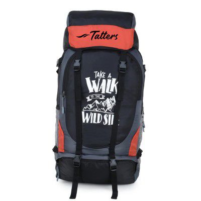 Tatters 55 LTR Rucksack Travel Backpack Bag for Trekking, Hiking with Shoe Compartment (Orange)